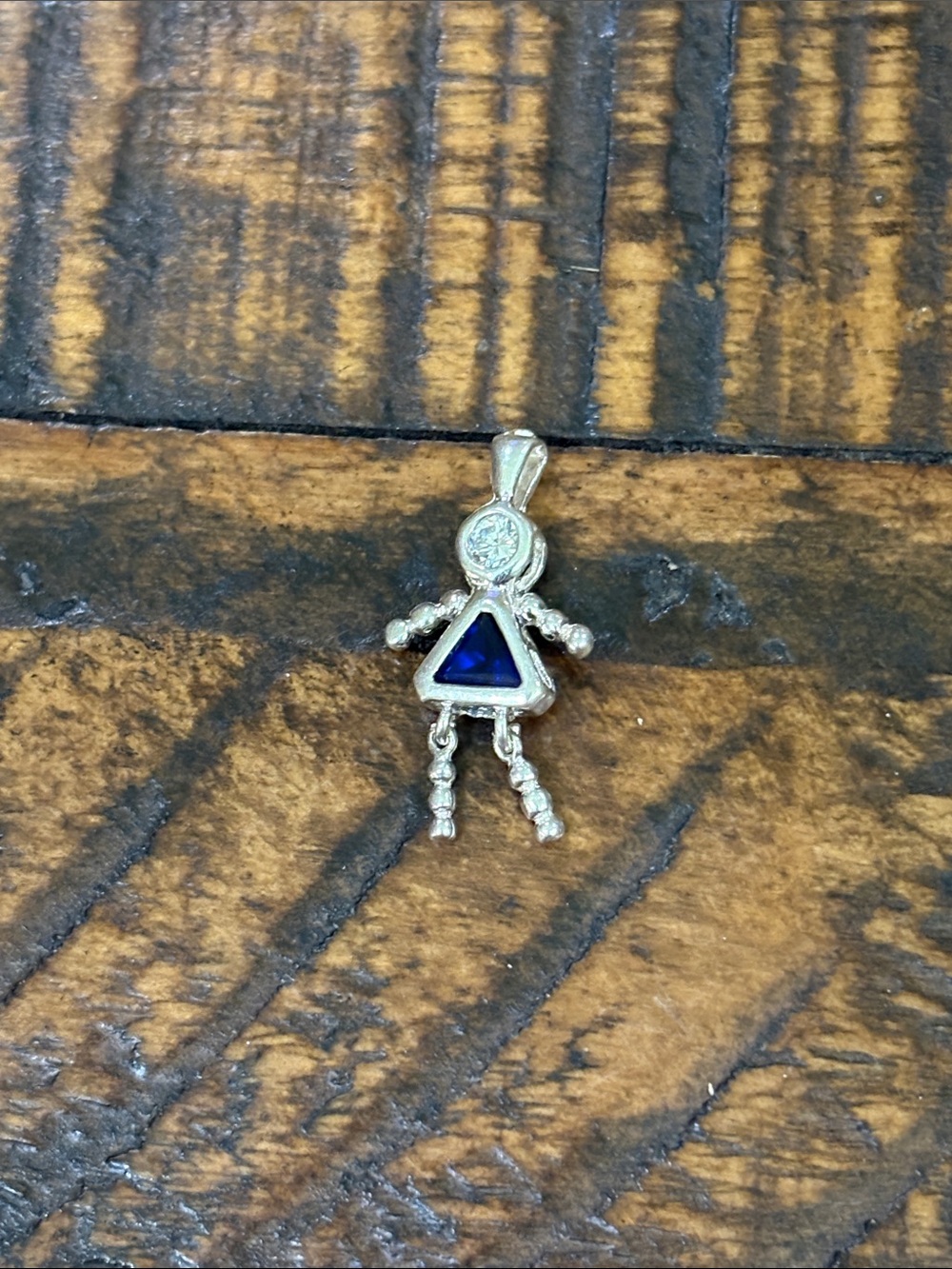 Sterling Silver September Girl sapphire pendent Necklace with Blue Triangle